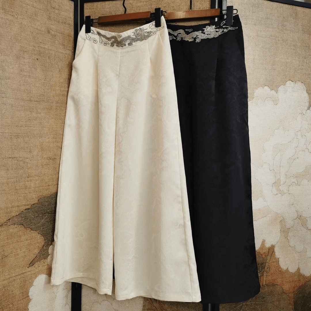 6057新款龙纹刺绣长裤