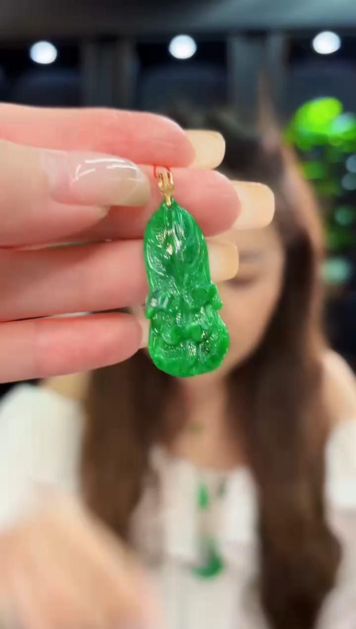 翡翠18K金镶嵌颈饰 缅料A货/支持复检/一件