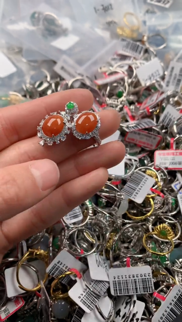 银S925镶嵌戒指翡翠222    7