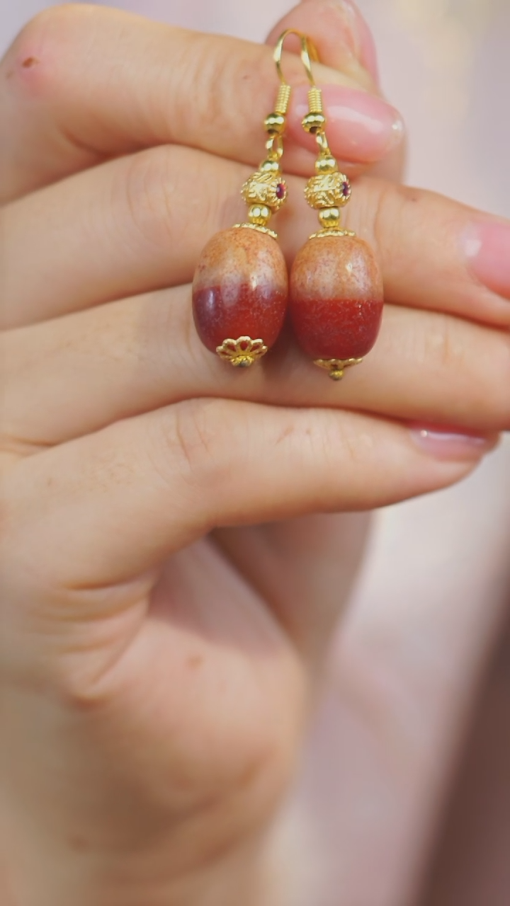 【闪购商品】玛瑙/玉髓耳环未镶嵌多样性发一