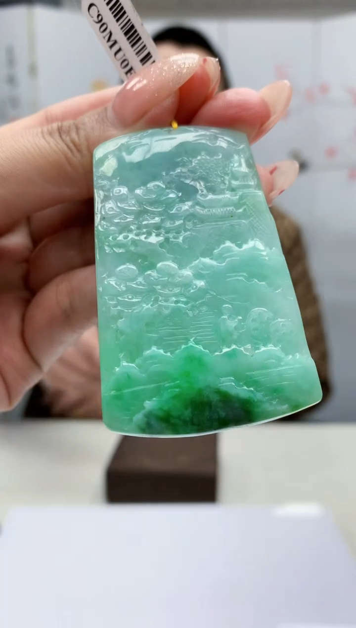 【闪购商品】定制翡翠未镶嵌4812MM-毛货挂件36