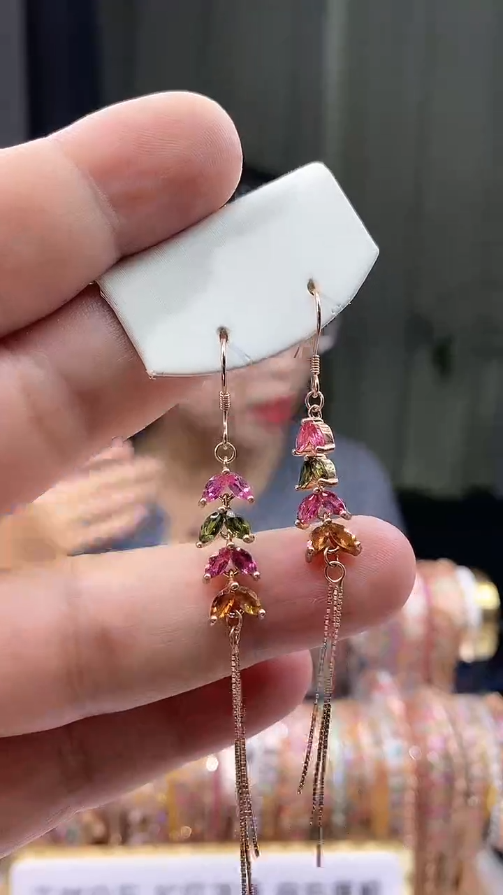 【闪购商品】碧玺耳钩银S925镶嵌16511615666165
