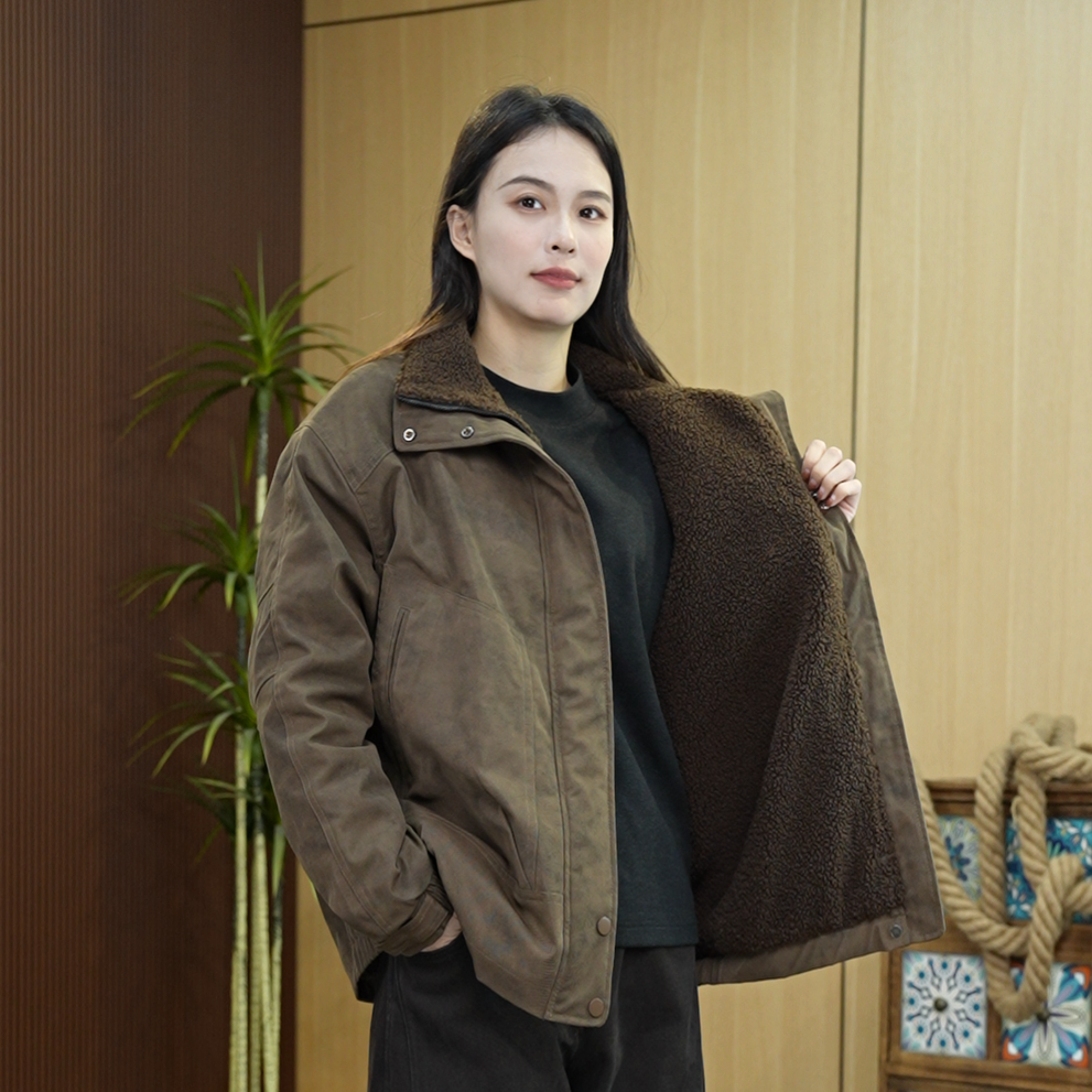 【大理石座山雕】冬季加厚新款水洗扎染复古可立领夹克休闲3131