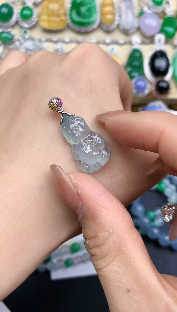 颈饰18K金镶嵌翡翠203-中国好珍宝