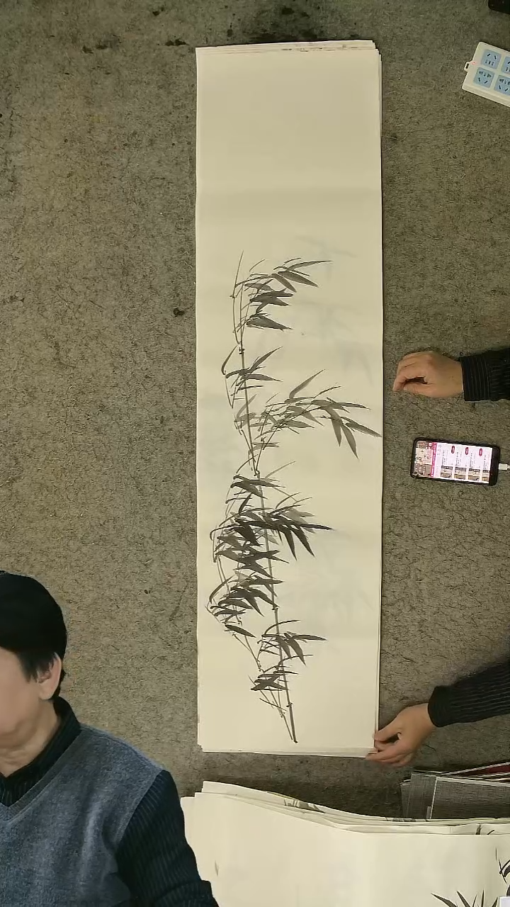 国画四尺对开  墨竹条屏 34*138cm