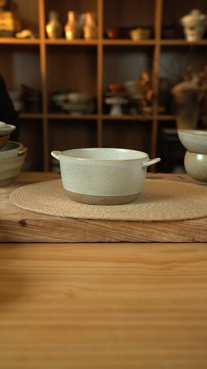 奶奶系列的双耳拼色泡面桶1个