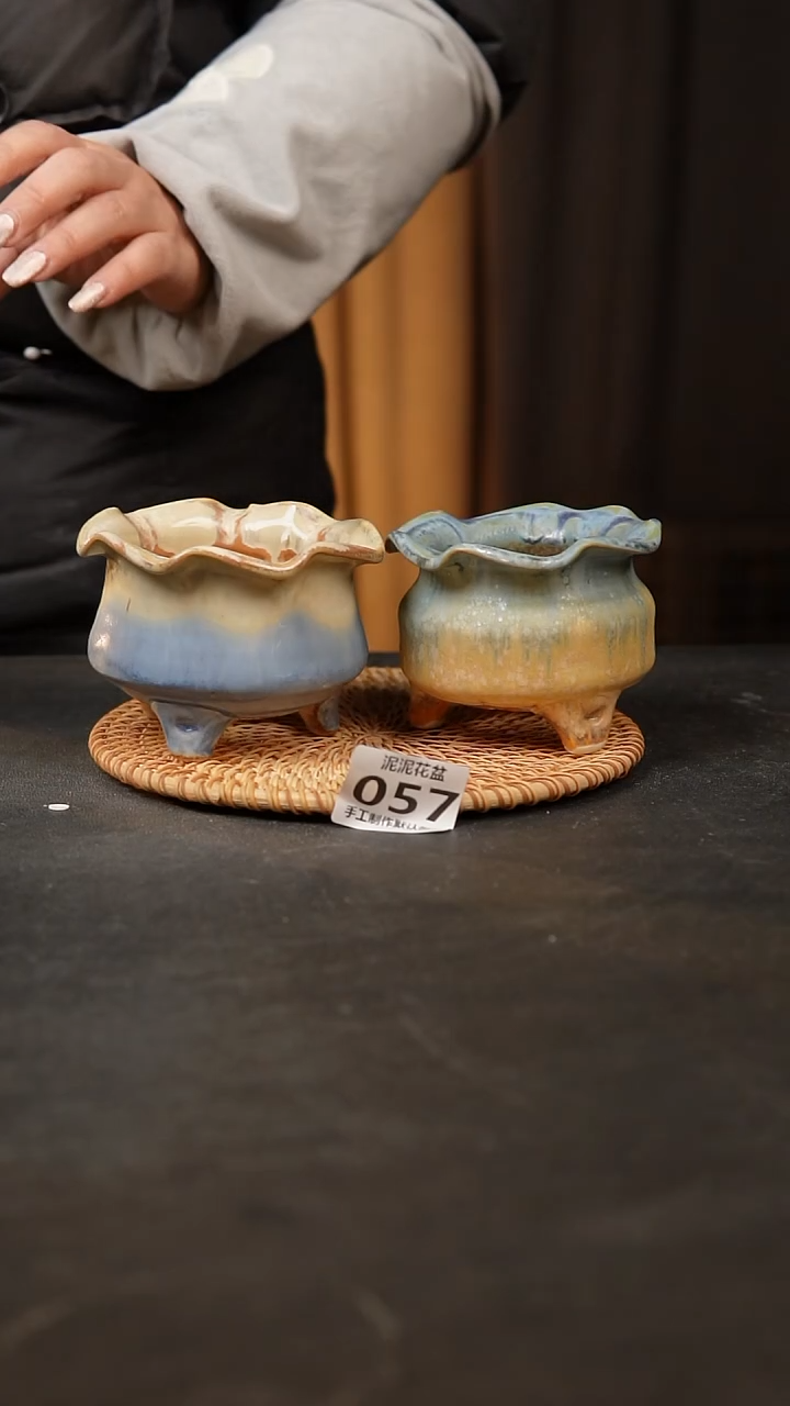 【闪购商品】瓷片057泥泥手工花盆口7