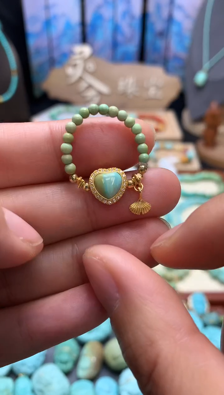 【闪购商品】绿松石戒指18K金镶嵌戒指