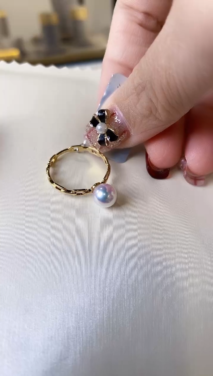 【闪购商品】海水珍珠戒指18K金镶嵌6.5-7Akoya海水珍珠戒指
