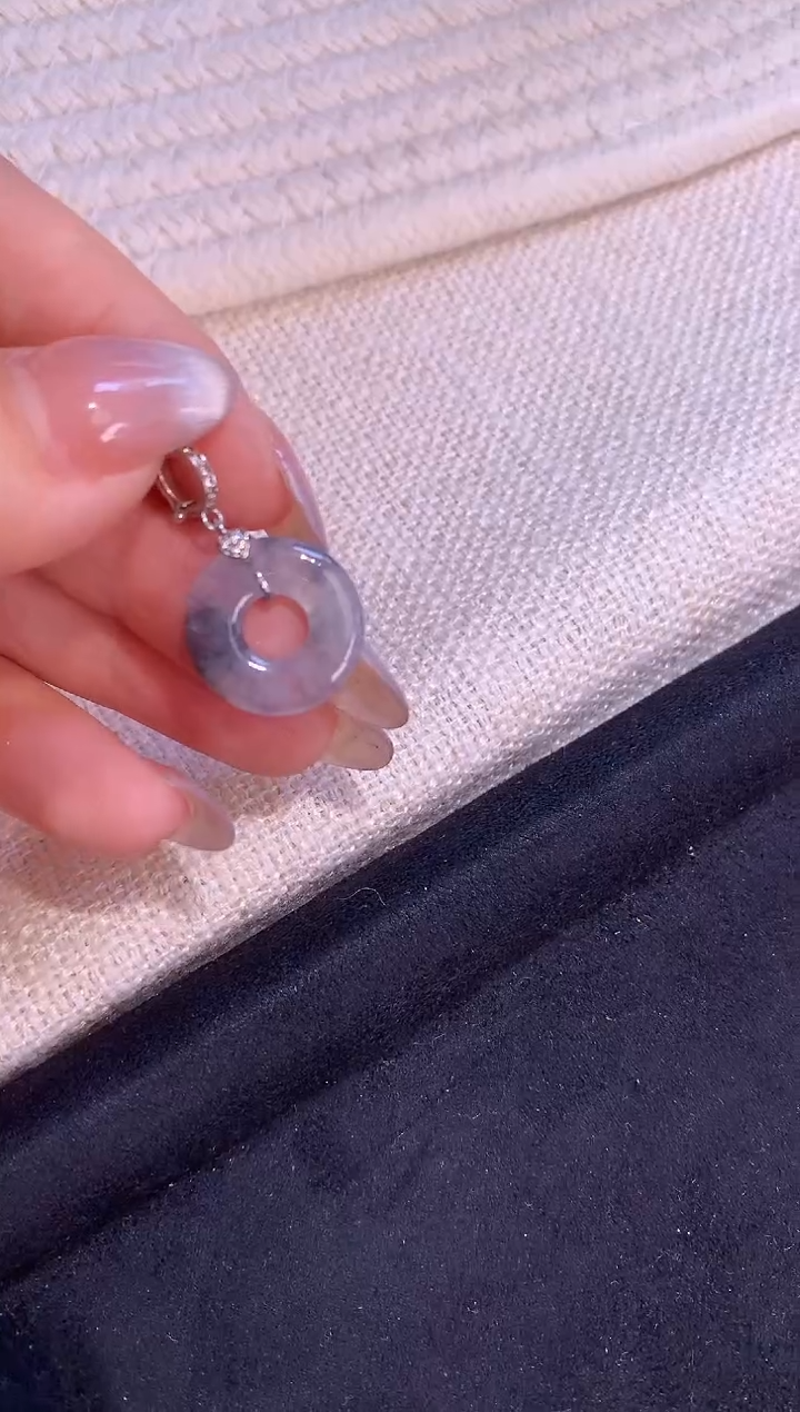 翡翠银S925镶嵌吊坠(不含链)甜甜圈