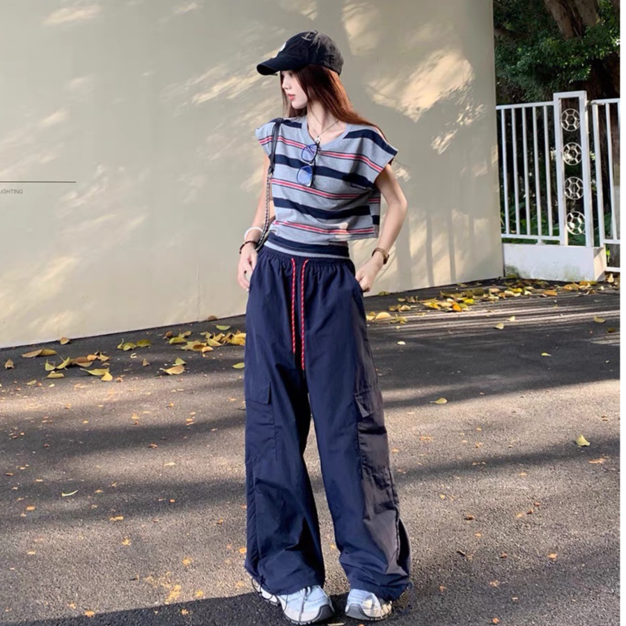 2025新款七色速干工装裤女夏季薄款美式嘻哈跳舞运动直筒阔腿裤