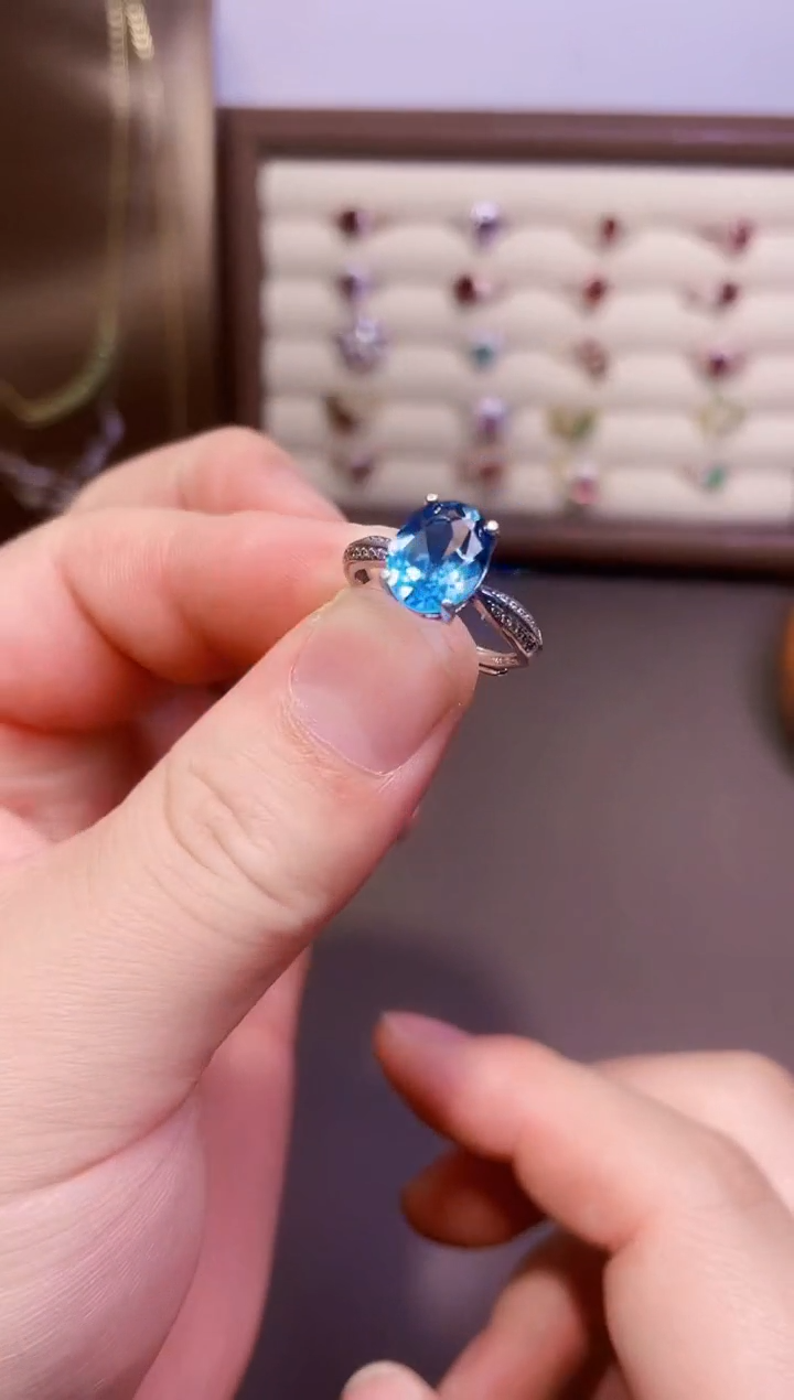 【闪购商品】托帕石戒指银S925镶嵌一枚