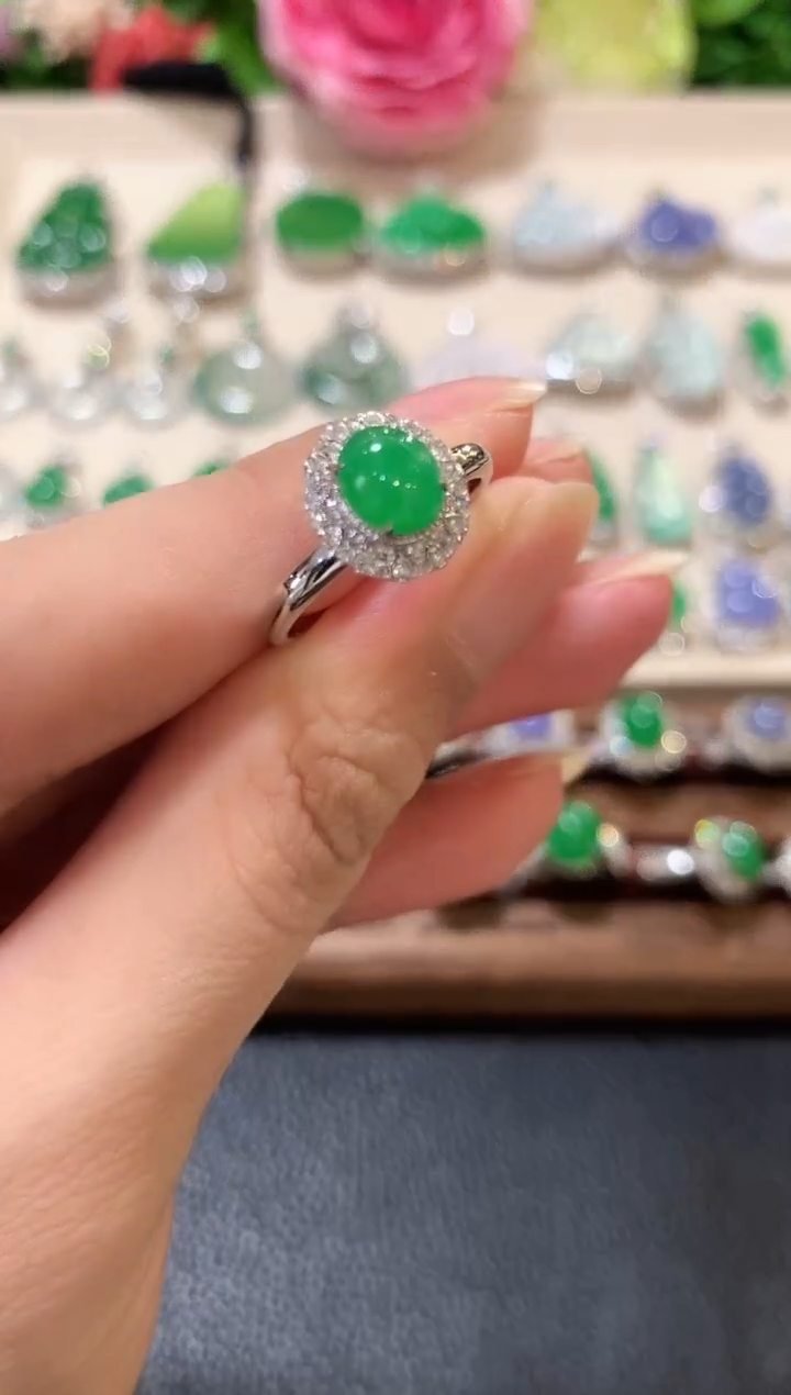 18K金镶嵌戒指翡翠b56   