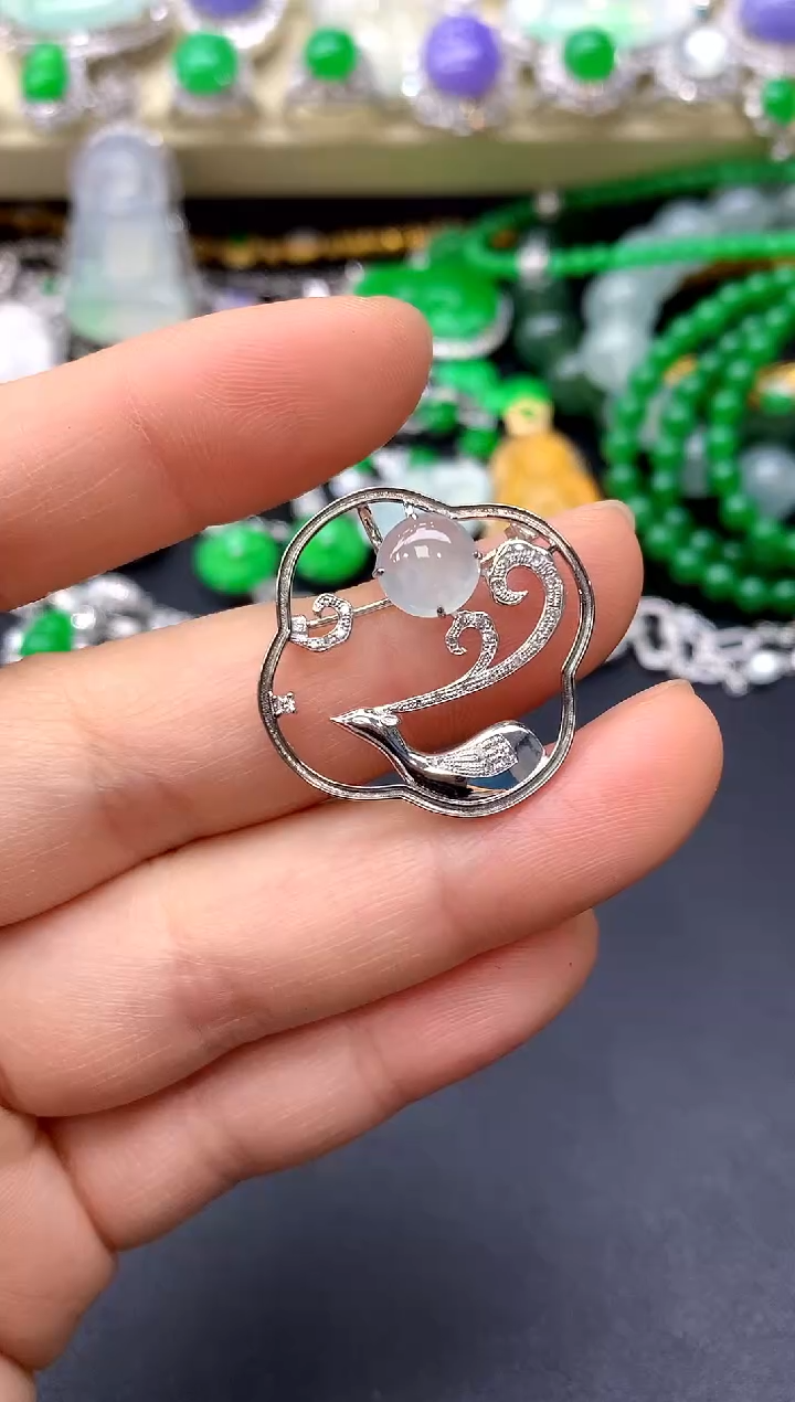 颈饰18K金镶嵌翡翠149-中国好珍宝