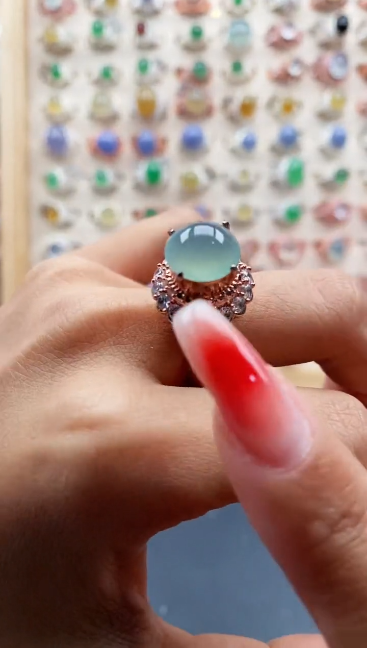 【闪购商品】翡翠戒指未镶嵌缅甸天然A货翡翠333 10+10