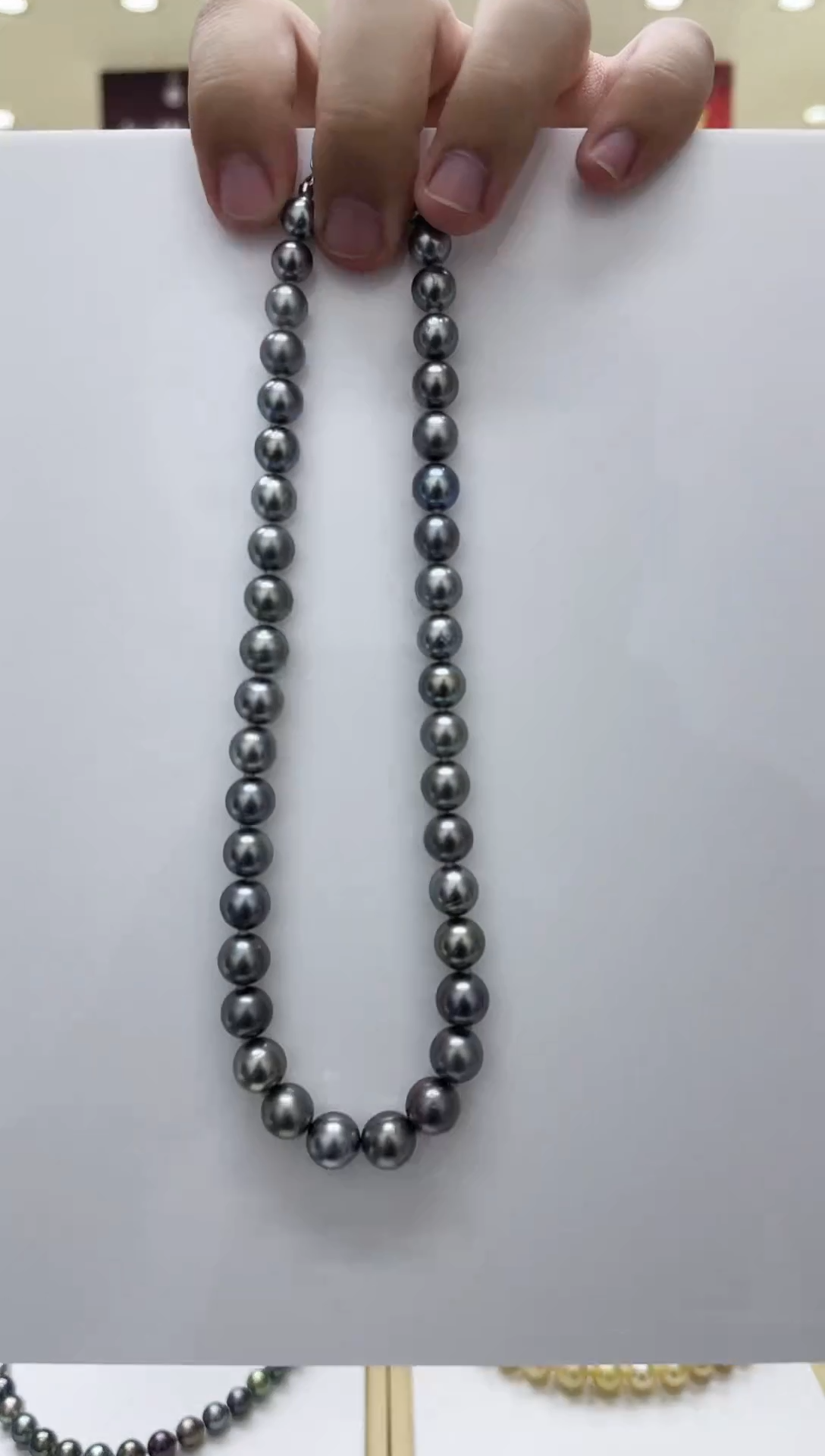 【闪购商品】海水珍珠颈饰未镶嵌海水大溪地铂金灰珍珠全珠链