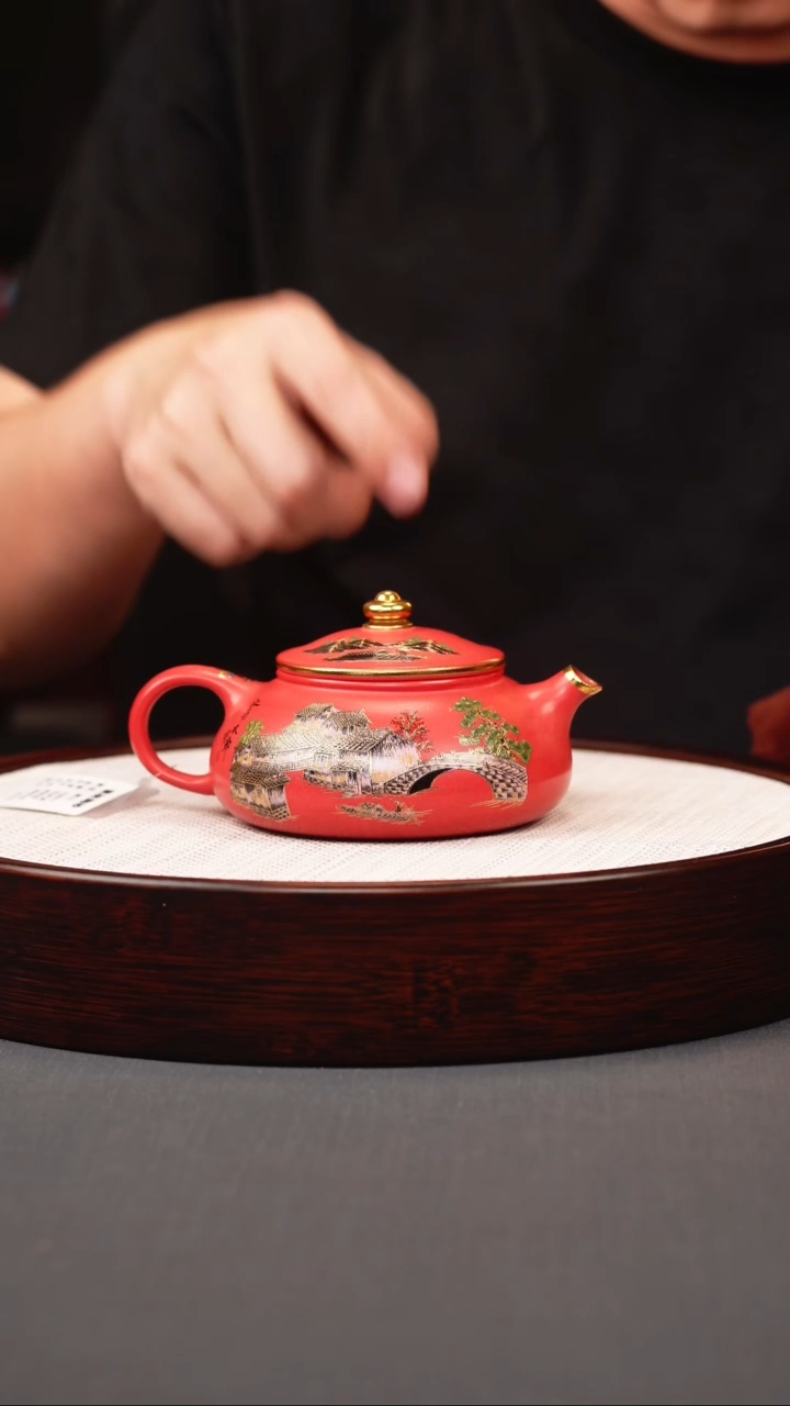 茶壶紫砂贵妃泥珐琅彩寒江