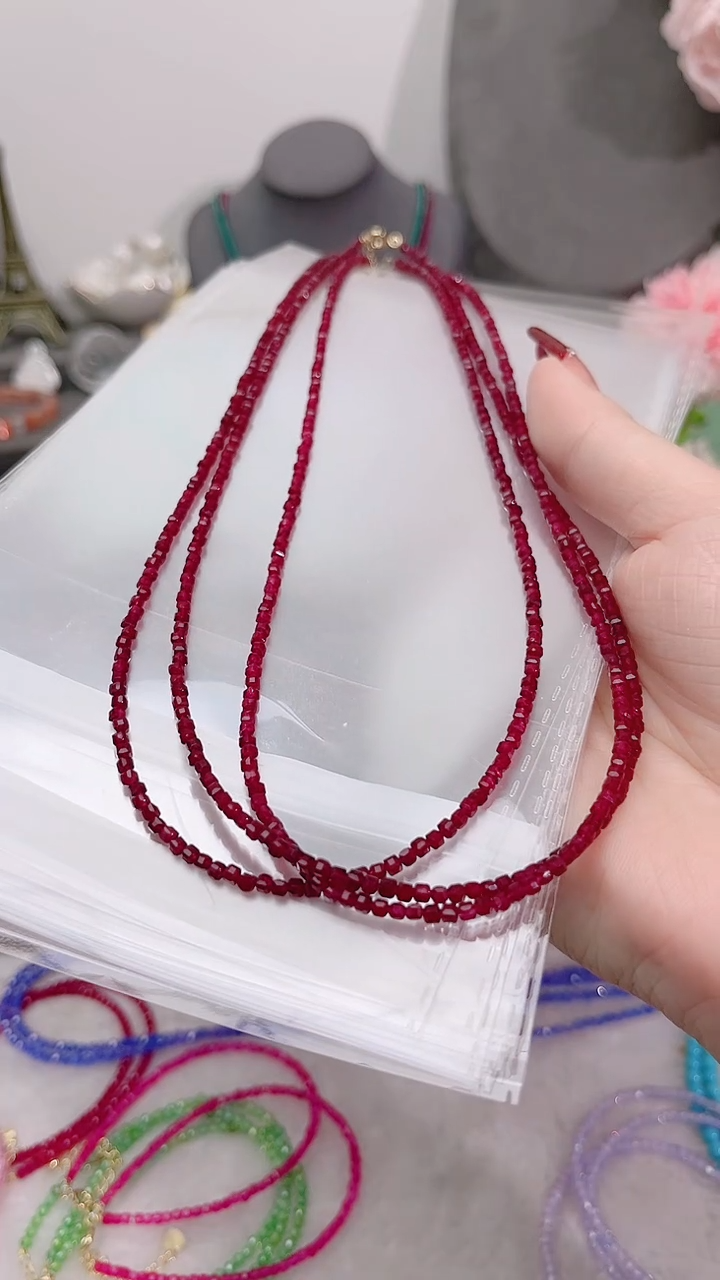 颈饰银S925镶嵌红宝石姨妈99