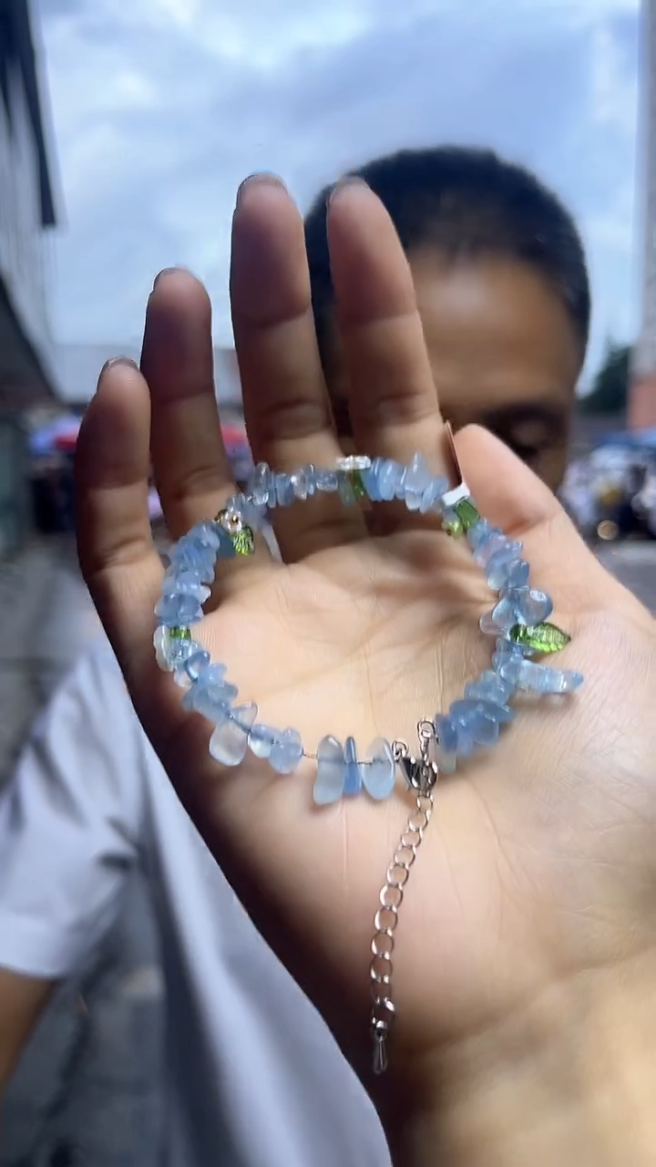 海蓝宝石手链未镶嵌天然DIY手串多样性发一mm