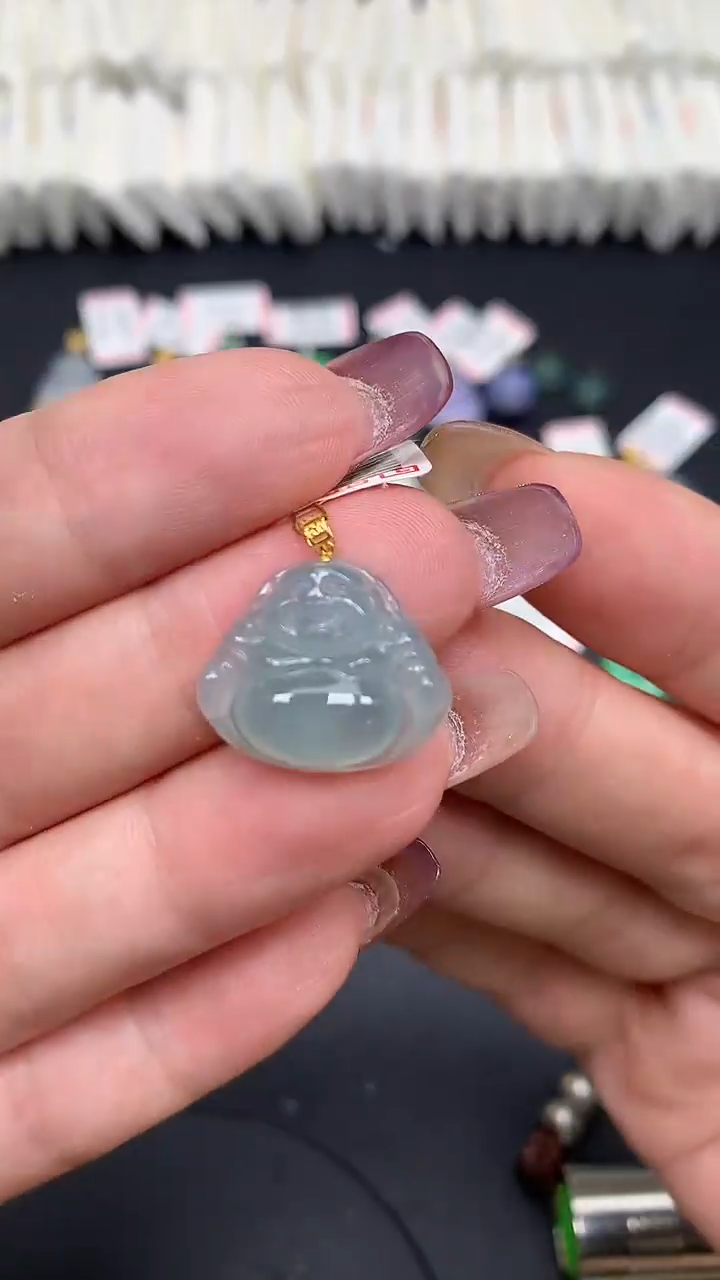 翡翠18K金镶嵌吊坠(不含链)MS190130