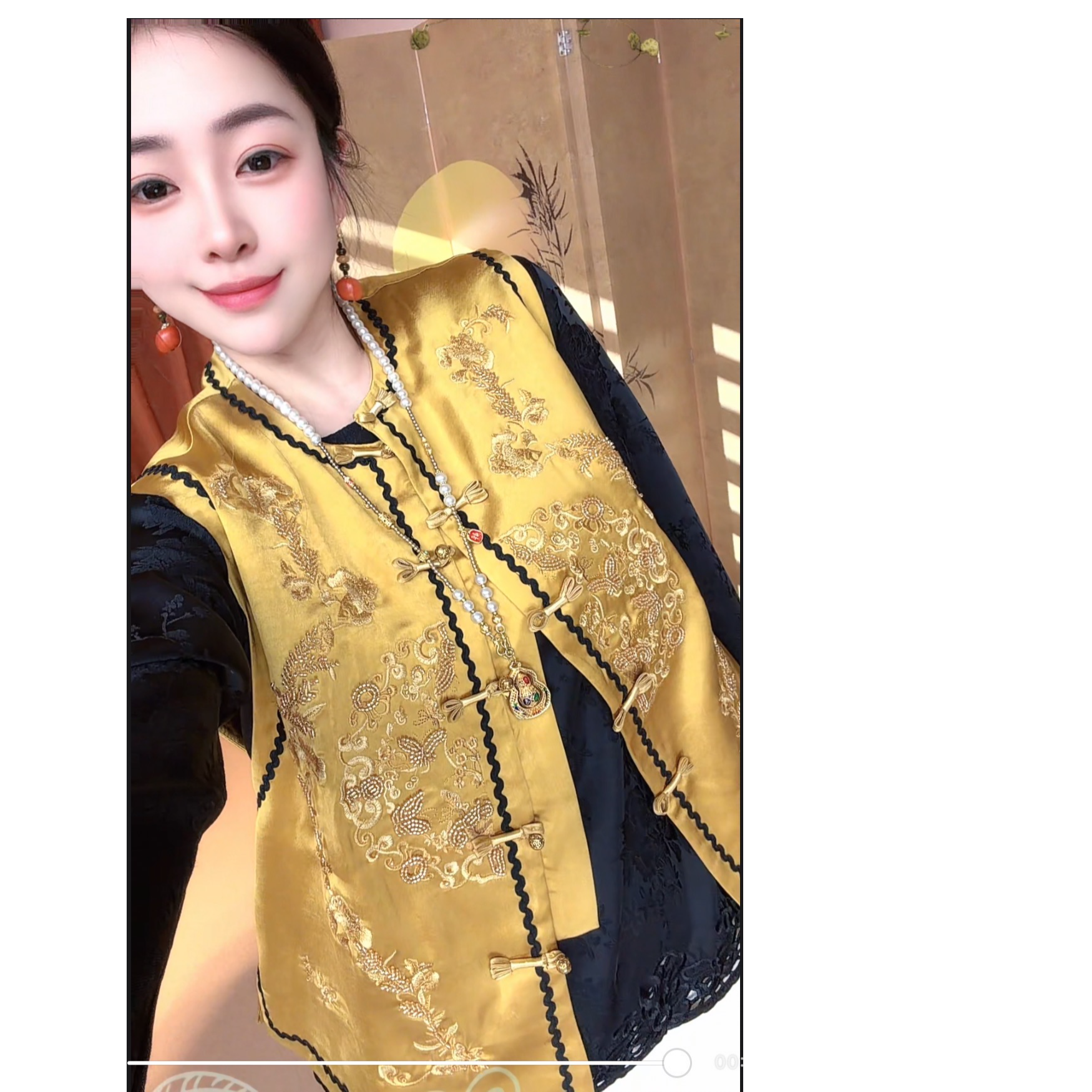 云锦金满堂高端复古气质唐装上衣2026春季女装新中式国风珠绣马夹