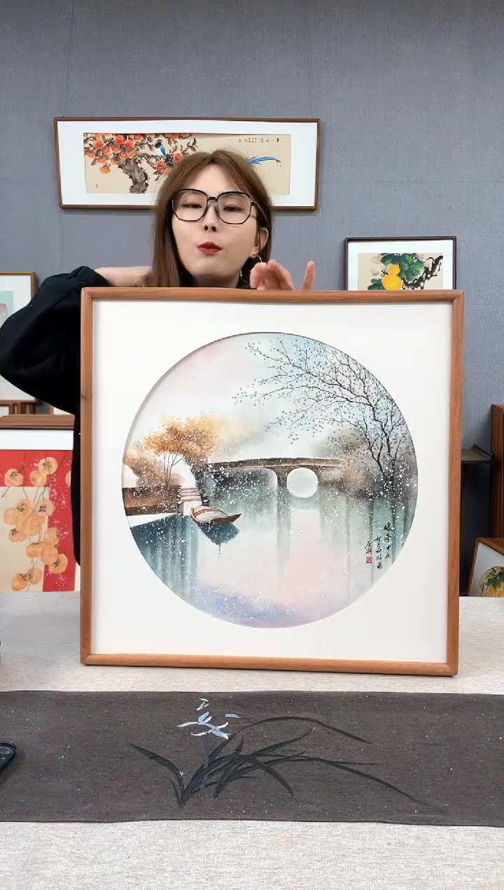 【闪购商品】国画手写手绘带框作品-52*52-王嘉诚