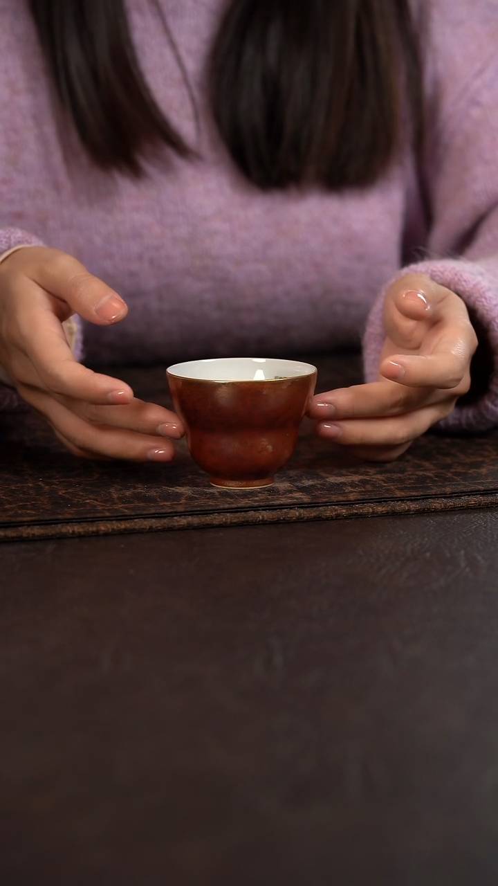 【闪购商品】杯聚澜堂红金花釉葫芦杯