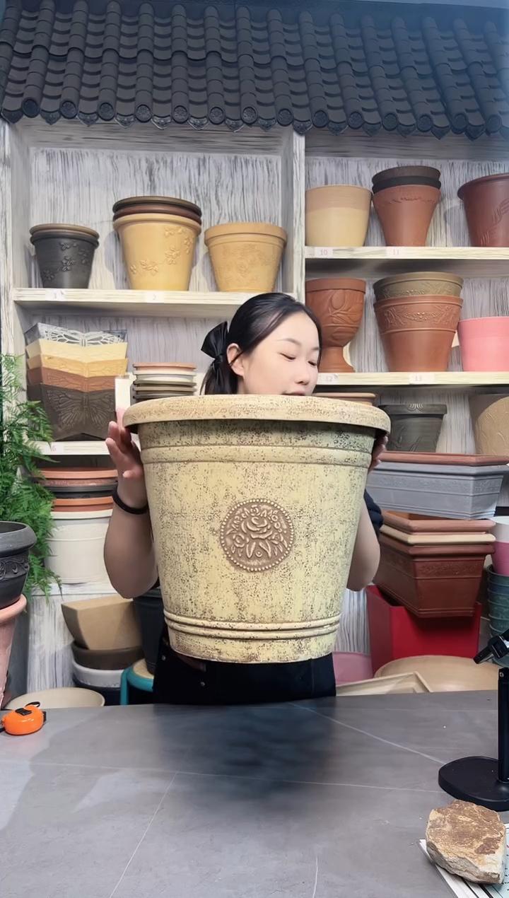 38*33手工浮雕纹理大花盆外贸尾单