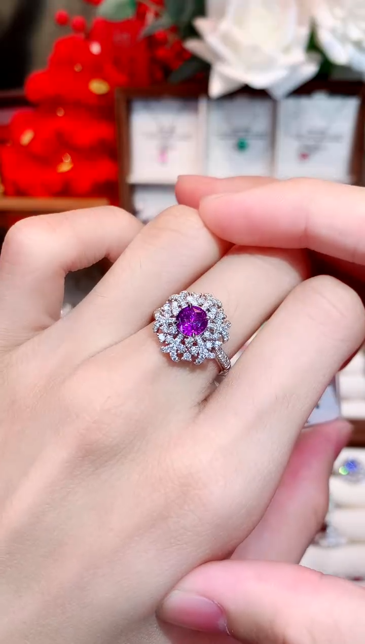 彩色蓝宝石戒指·铂Pt950镶嵌1.1ct/天然宝石/七天无理由