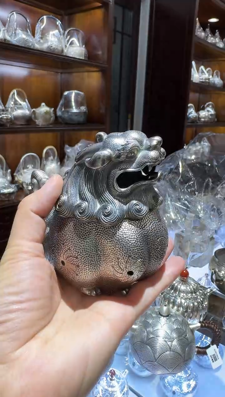 【闪购商品】足银999貔貅熏色精工茶摆件