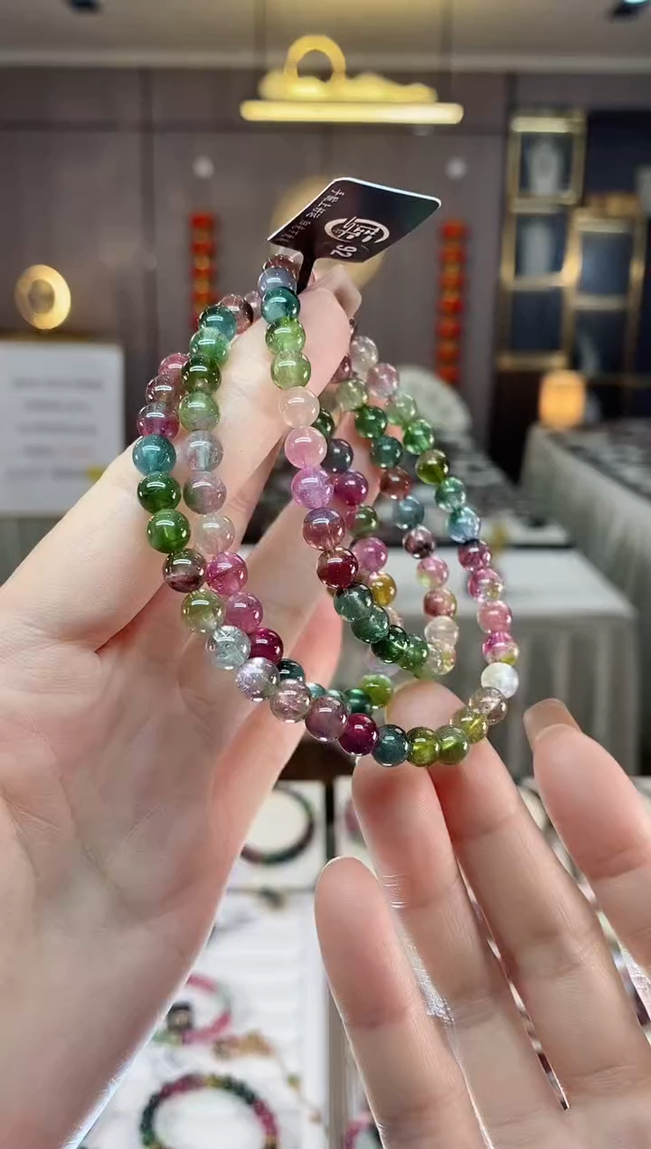 【闪购商品】碧玺西瓜三圈手串6mm+未镶嵌一物一证dan