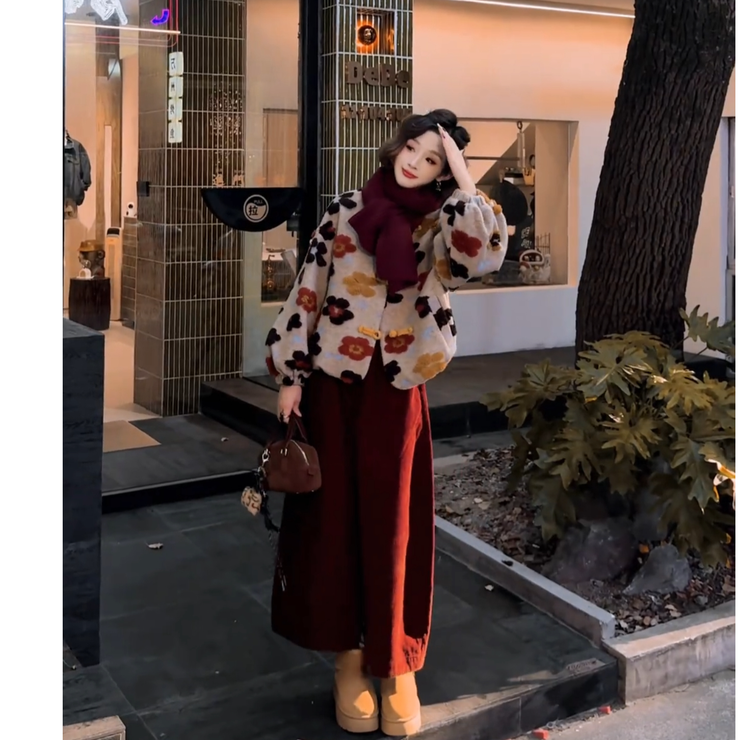 超火一整套2025秋冬季新款时尚气质慵懒风短款外套裤子两件套