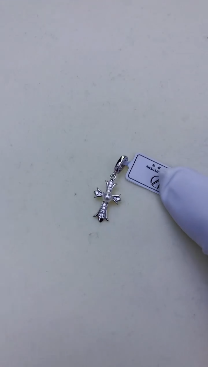 银S925镶嵌饰品海水珍珠设计款吊坠