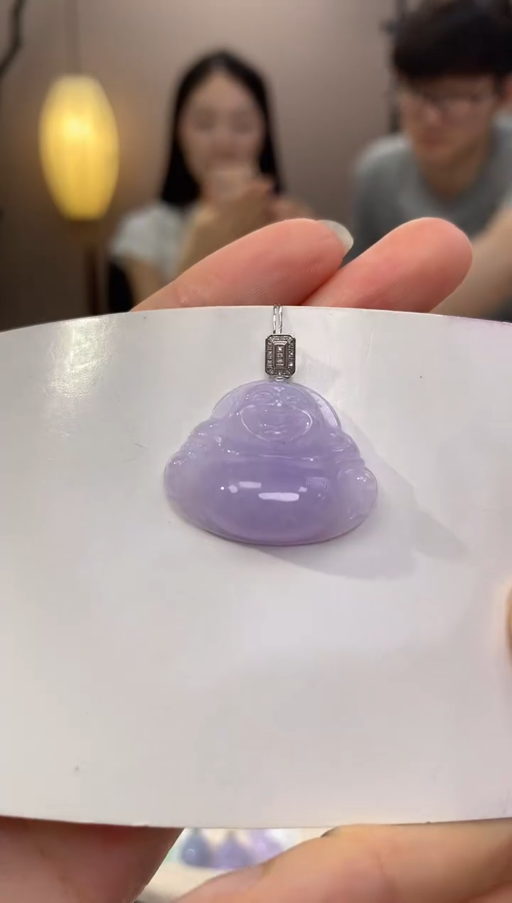 翡翠18K金镶嵌颈饰天然缅甸a货翡翠