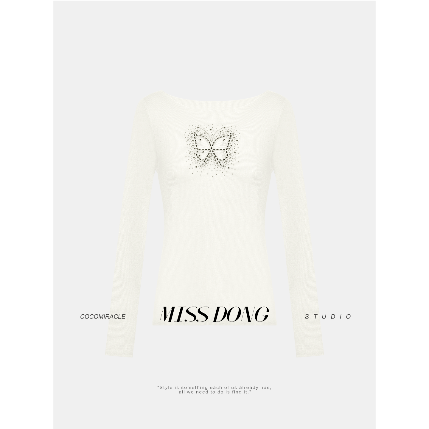 COCOMIRACLE一字领蝴蝶针织打底W58MY916