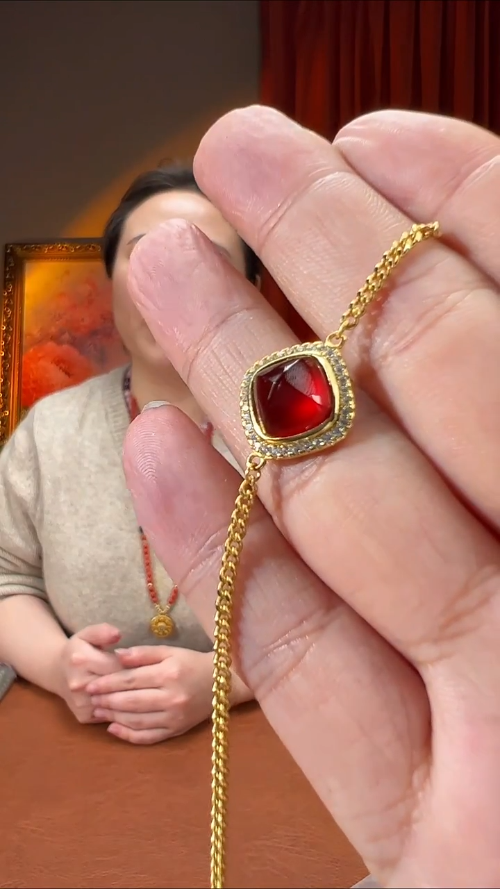 银S925镶嵌手链石榴石KT24050301