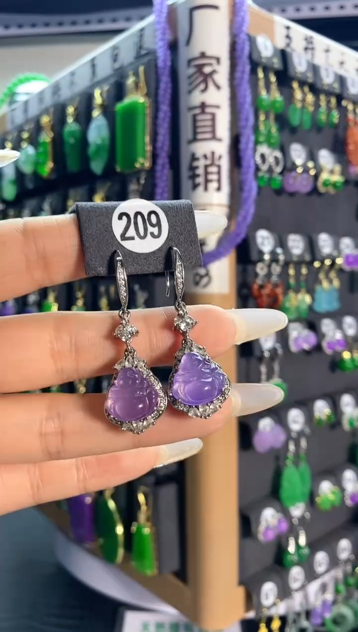 【闪购商品】翡翠耳饰银S925镶嵌209...