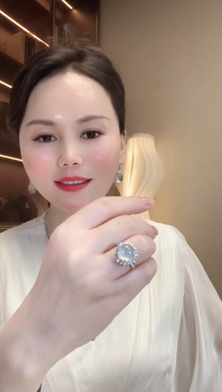 翡翠戒指18K金镶嵌A73 翡翠
