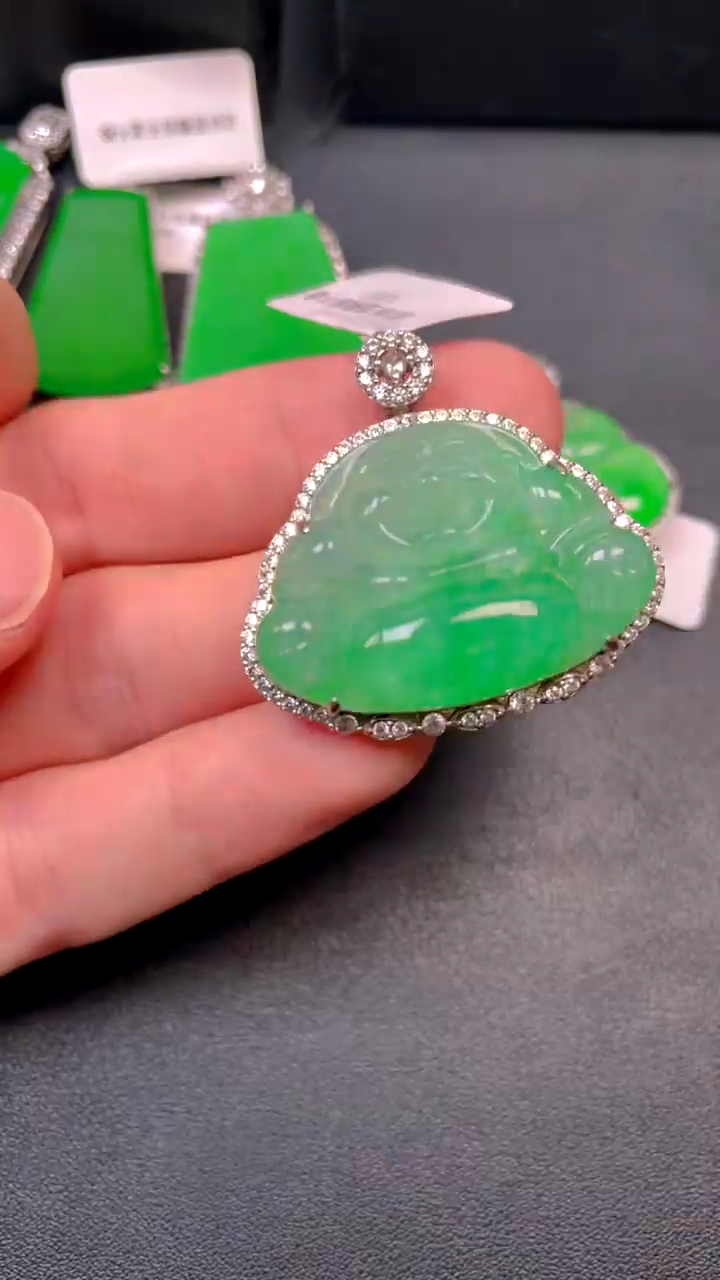 吊坠(不含链)银S925镶嵌翡翠吊坠