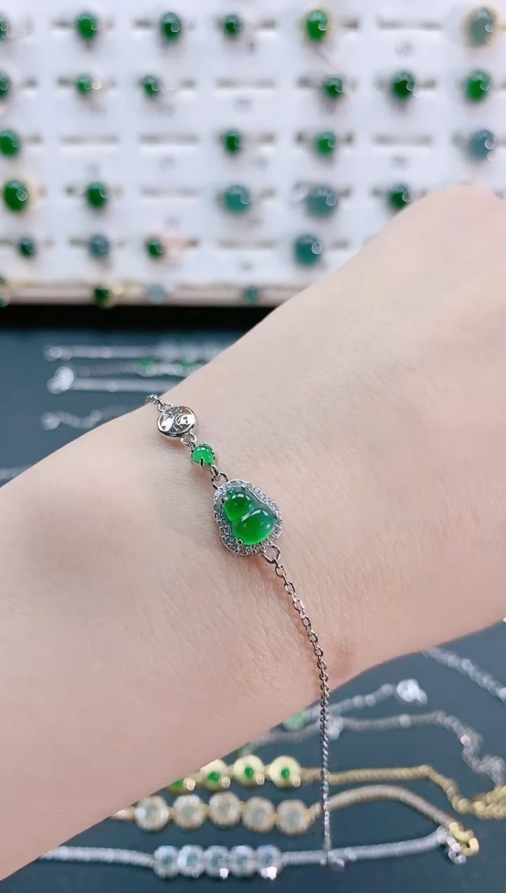 【闪购商品】翡翠手链银S925镶嵌天然翡翠