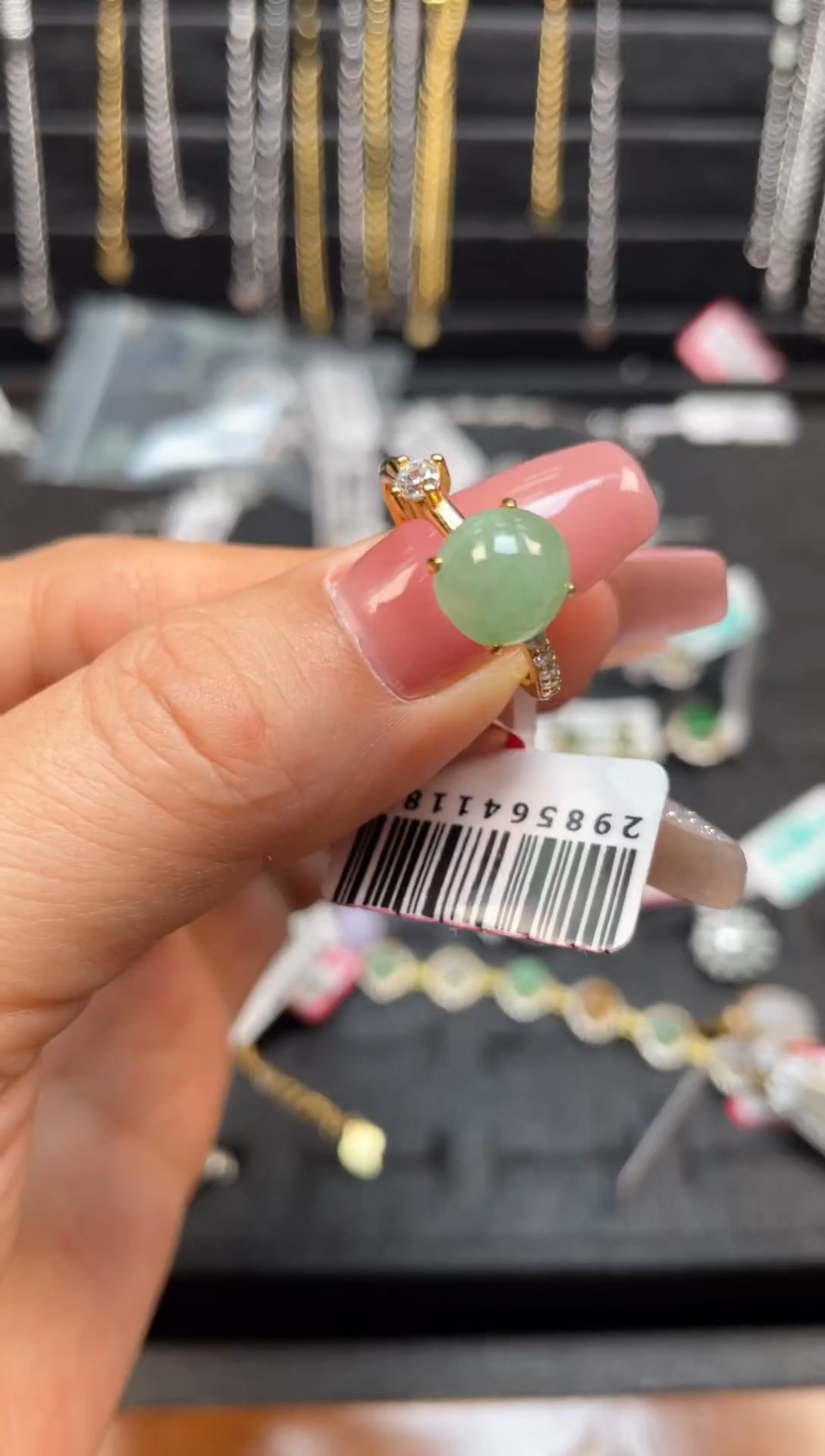 银S925镶嵌戒指翡翠天然翡翠A货
