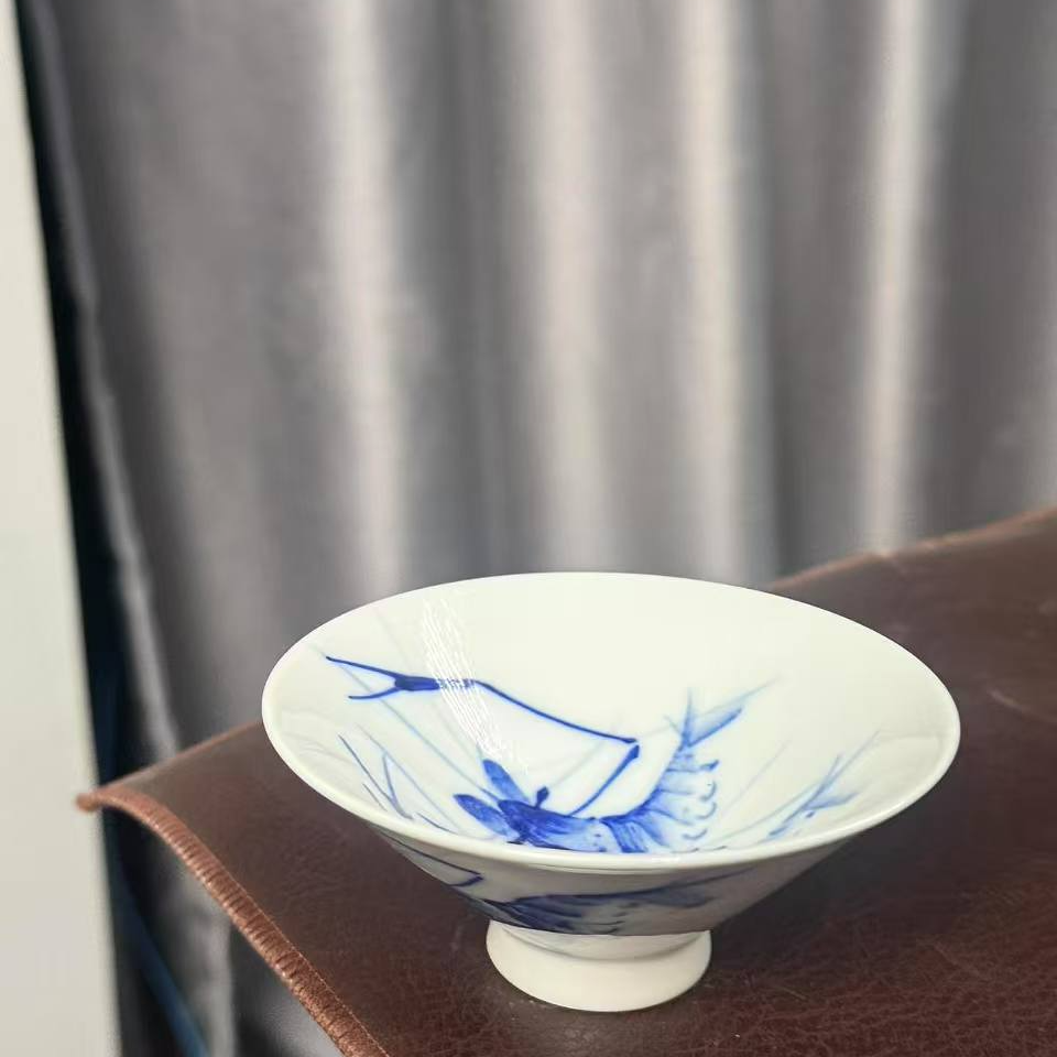 柴窑微瑕福利虾斗笠杯