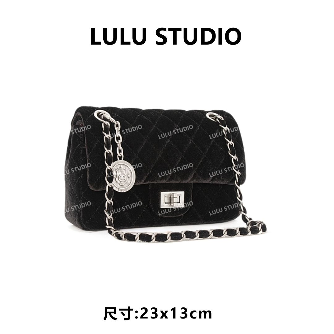 【LULU】ZT-D8083-黑色RAIN.CUN气质时尚百搭简约斜跨轻奢女包