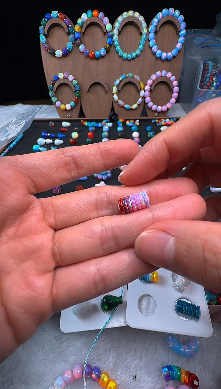 裸石合成欧泊卡7粉紫隔片一组