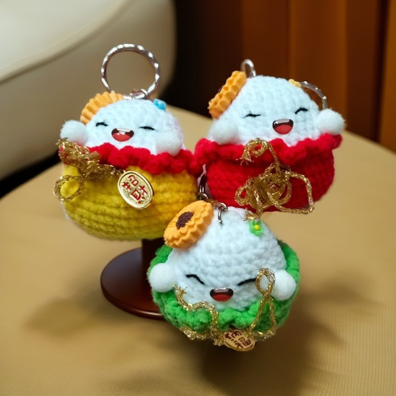 无指妈妈手工编织毛线玩偶粽子节日礼物书包挂件钥匙扣创意装饰品