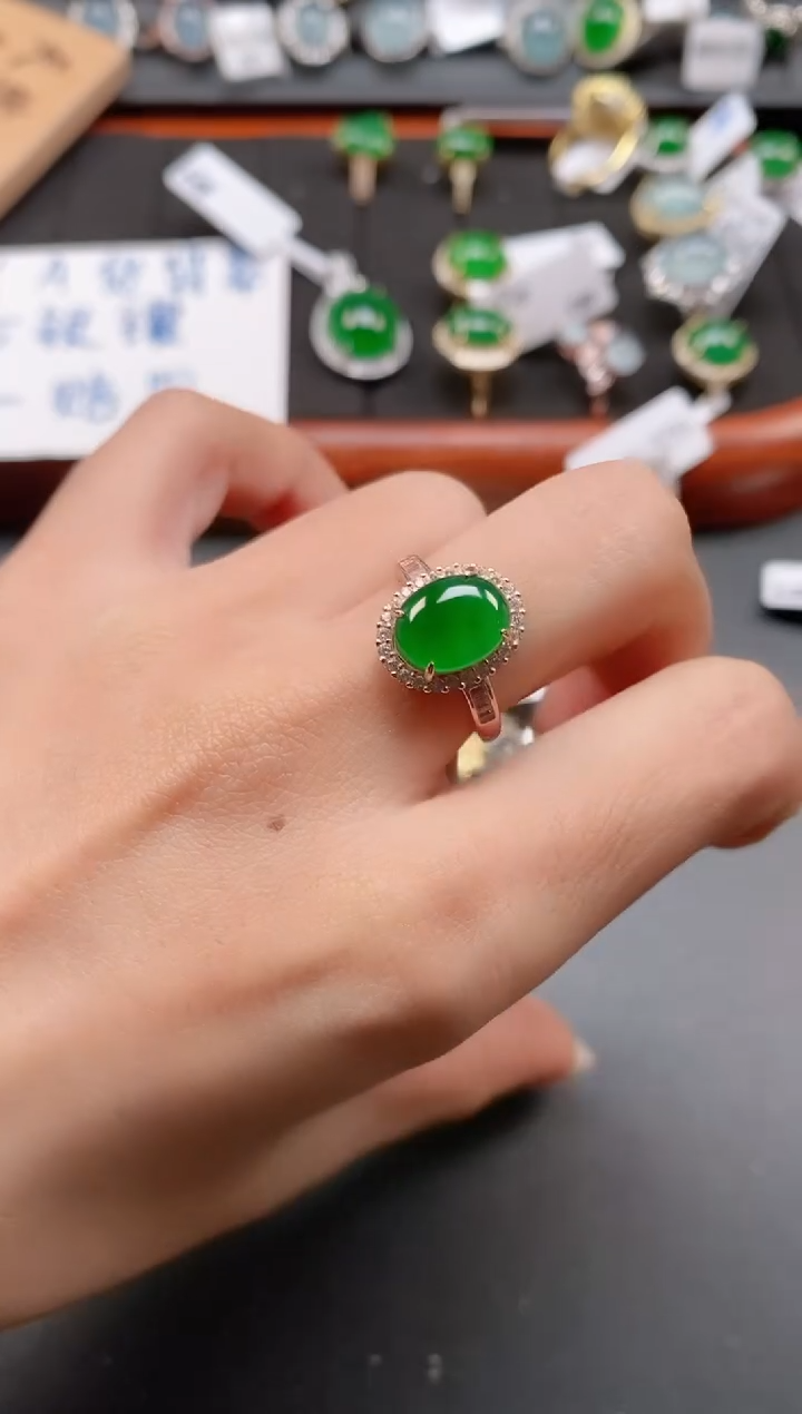 银S925镶嵌戒指翡翠111
