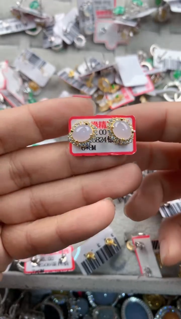 银S925镶嵌戒指翡翠5555---7