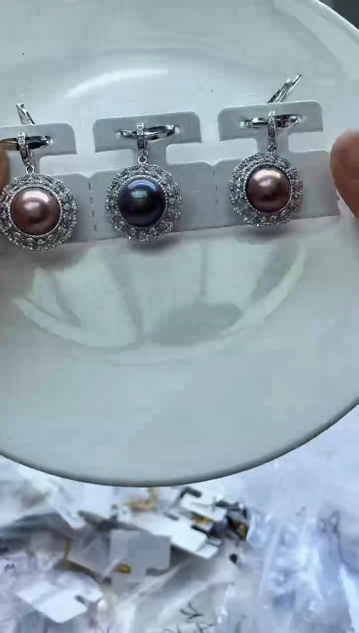 未镶嵌吊坠淡水珍珠紫色系 太阳花13mm