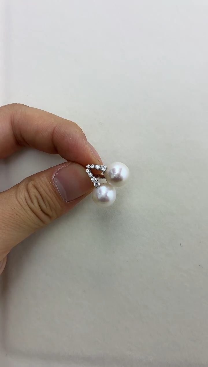 银S925镶嵌DA淡水珍珠曼塔耳饰10-11 BQ042