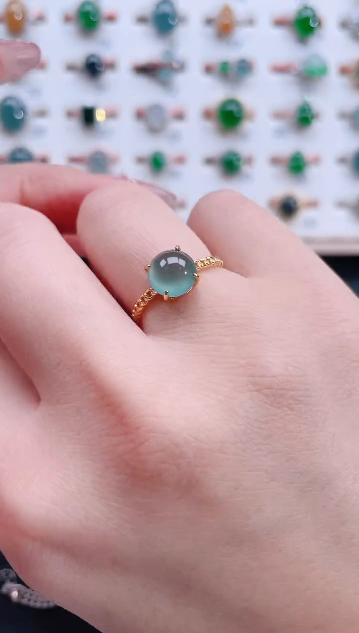 银S925镶嵌戒指翡翠天然翡翠